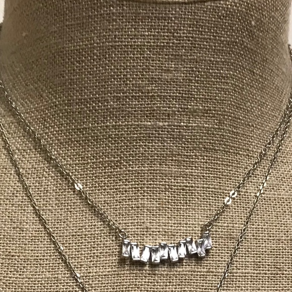 WHBM Silver double strand crystal necklace - Picture 2 of 4